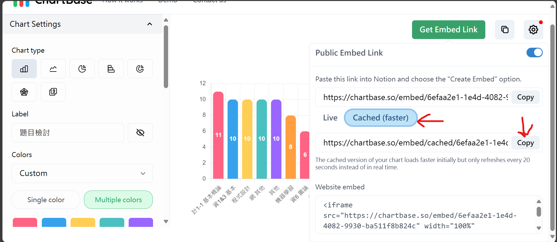 【Notion】5分鐘教你在Notion配合ChartBase建立第三方圖表! 使用快取的方式示意圖